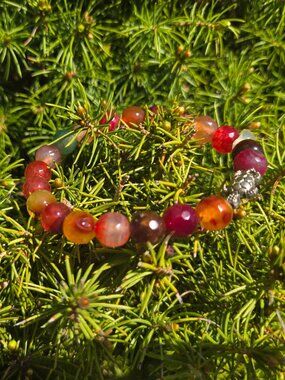 Rainbow glass beaded bracelet with turtle charm